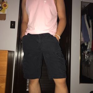 black worn out cargo shorts